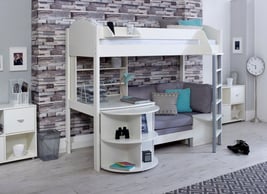 Timmy Kids Wooden High Sleeper with Extendable Desk & Futon