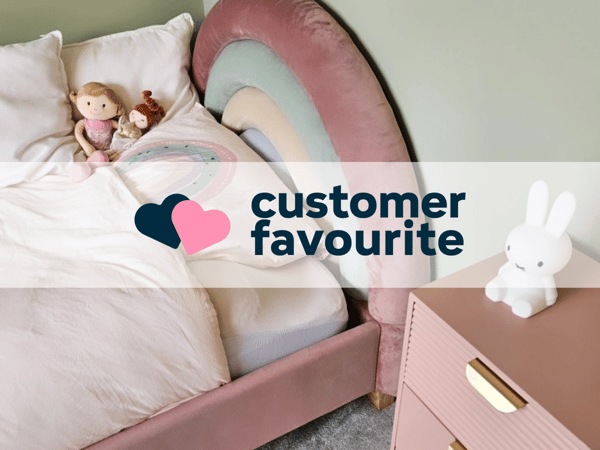 Rainbow Kids Velvet-Finish Bed Frame