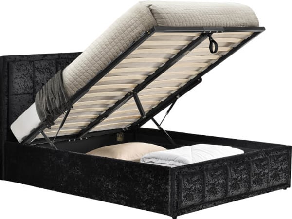 Birlea Hannover Black Crushed Velvet Fabric Ottoman Bed