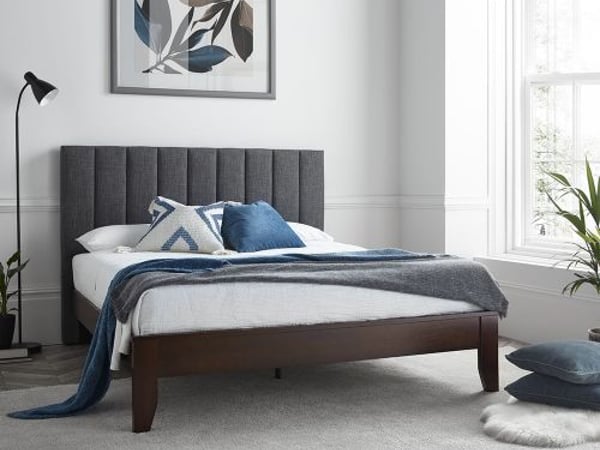 Dallas Grey Wooden and Fabric Bed Frame