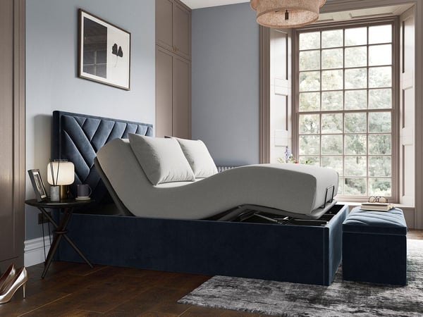 Jay Ergomotion Adjustable Velvet-Finish Bed Frame