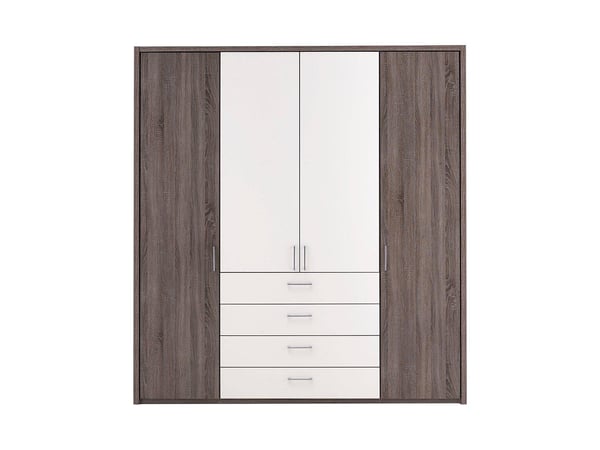 Melbourne 4-Door Wardrobe - Oak & White