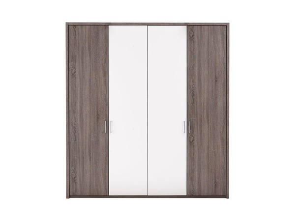 Melbourne 4-Door Hinged Wardrobe - Oak & White