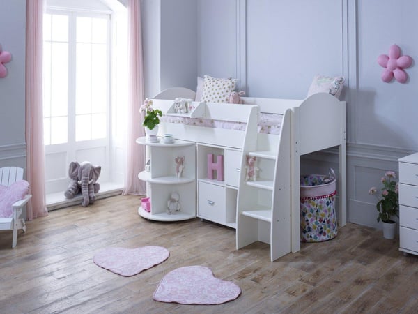 Milly Kids Wooden Mid Sleeper with Storage & Desk