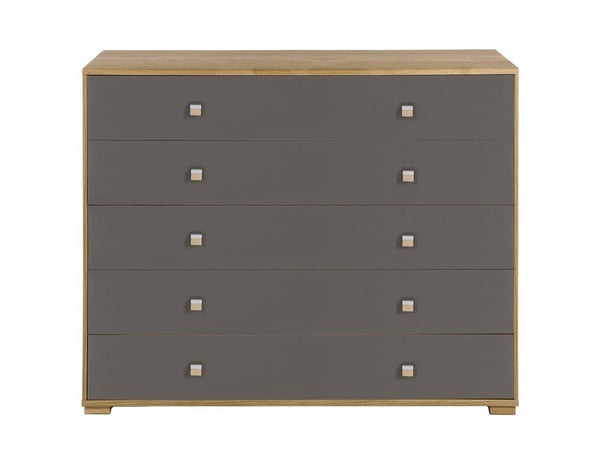 Minsk 5-Drawer Wide Chest - Oak & Grey