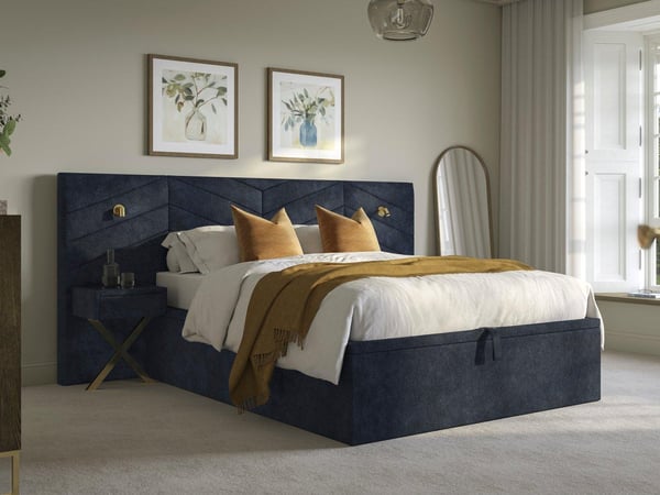 Saffron Upholstered Ottoman Bed Frame With Bedside Tables