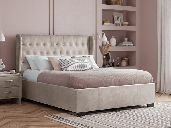 Sana Velvet-Finish Ottoman Bed Frame
