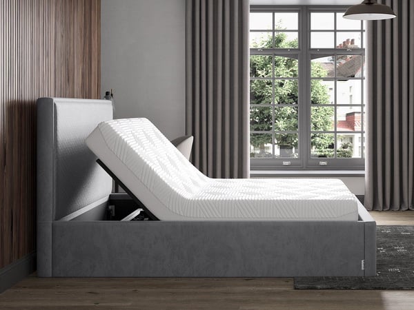 TEMPUR Reign Sleepmotion Adjustable Velvet-Finish Bed Frame