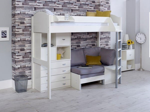 Timmy Kids Wooden High Sleeper with Storage & Futon