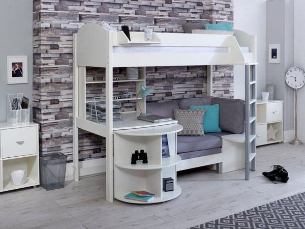 Timmy Kids Wooden High Sleeper with Extendable Desk & Futon