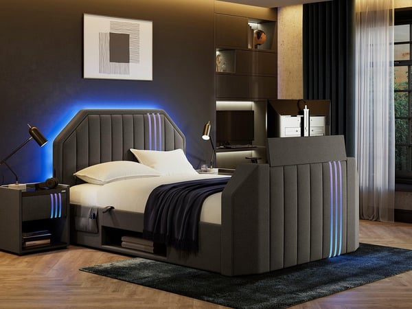 X Rocker Nocturna Upholstered Ottoman Gaming LG TV Bed Frame