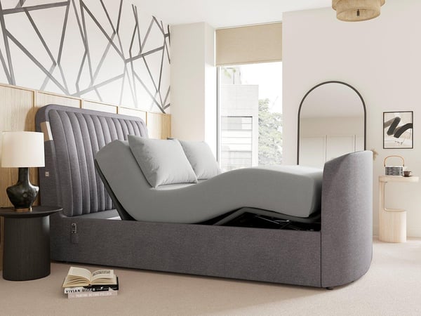 Yokohama Ergomotion Adjustable Velvet-Finish Dolby Atmos LG TV Bed Frame