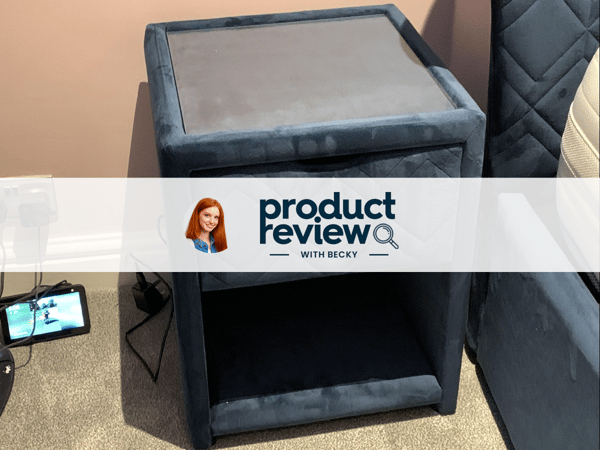 Neva Velvet-Finish USB Charging Bedside Table